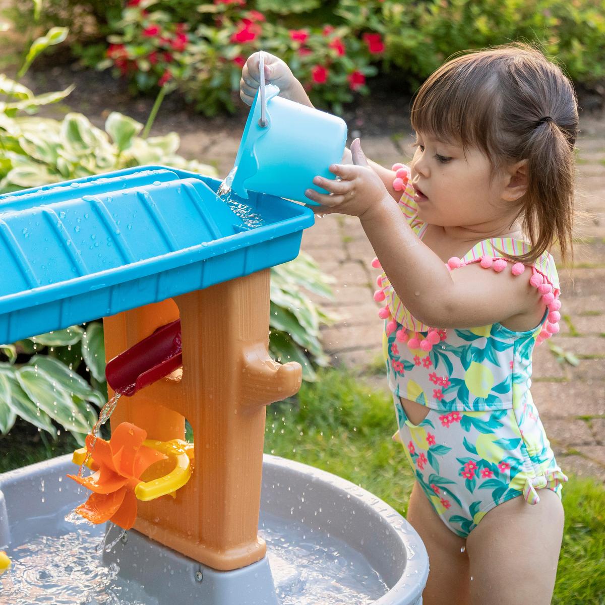 Sand- Und Wassertisch Rain Shower Splash - Blau/Braun, Design, Kunststoff (86,4/66,7/90,2cm) - Ambia Garden