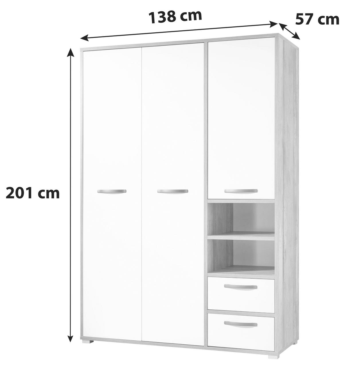 Skriňa s otočnými dverami MOON 138 cm - hnedá/sivá, Modern, kompozitné drevo/plast (138/201/57cm) - MID.YOU