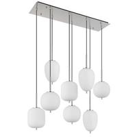 Hängeleuchte Exkl. 8xe14 W - Nickelfarben, Basics, Glas/Metall (102,5/34/120cm) - Globo