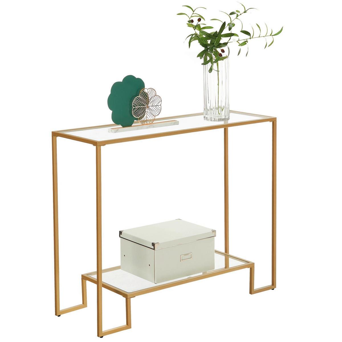 Konsolentisch B: 100 cm Goldfarben - Goldfarben, Trend, Glas/Metall (100/35/80cm) - Boxxx