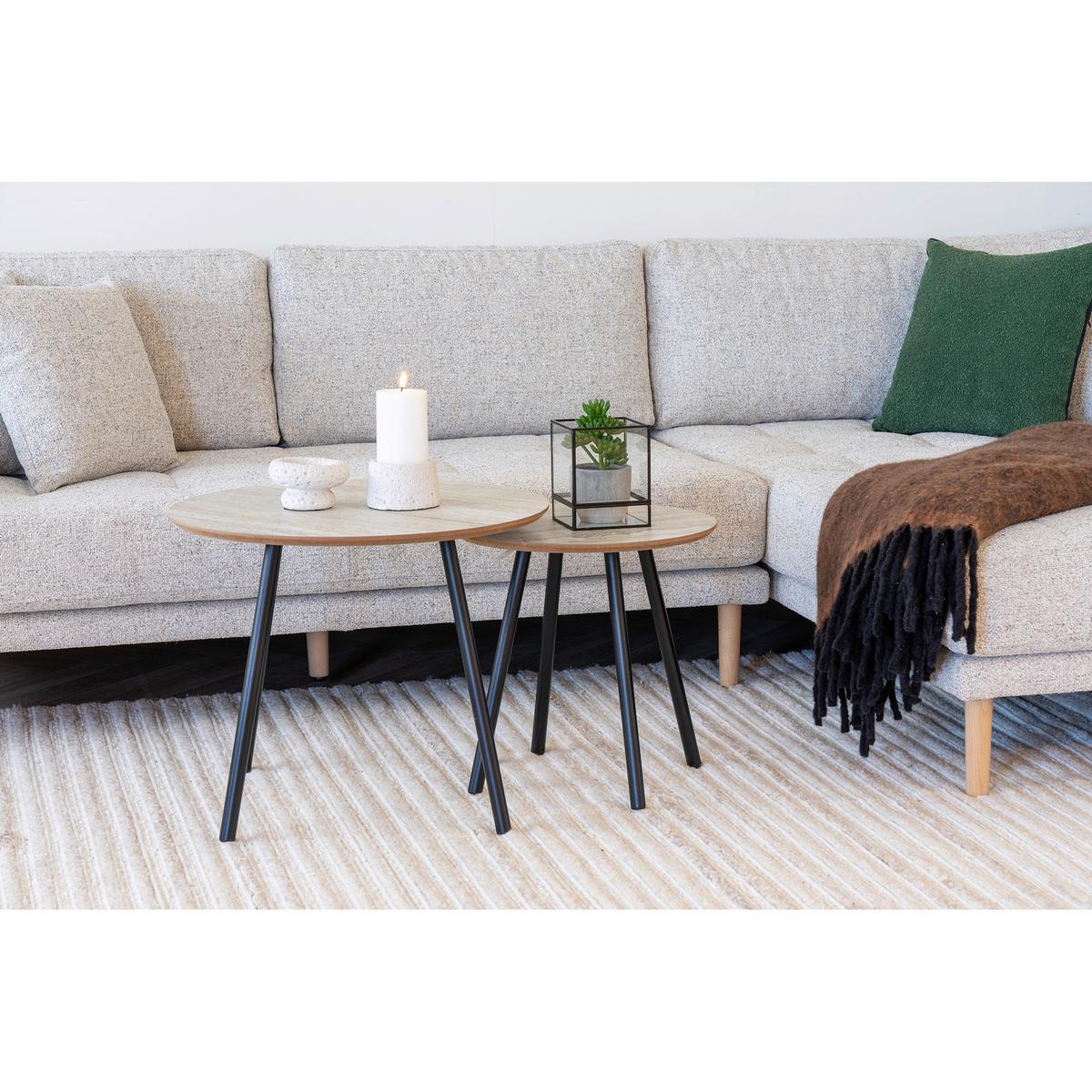 Couchtisch Aalst Beige B: 55cm - Beige/Schwarz, Design, Holzwerkstoff/Metall (55/55/45cm) - MID.YOU