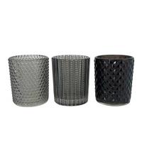 Teelichtglas Nathalie - Hellgrau/Schwarz, KONVENTIONELL, Glas (5,4/6,4cm) - Luca Bessoni
