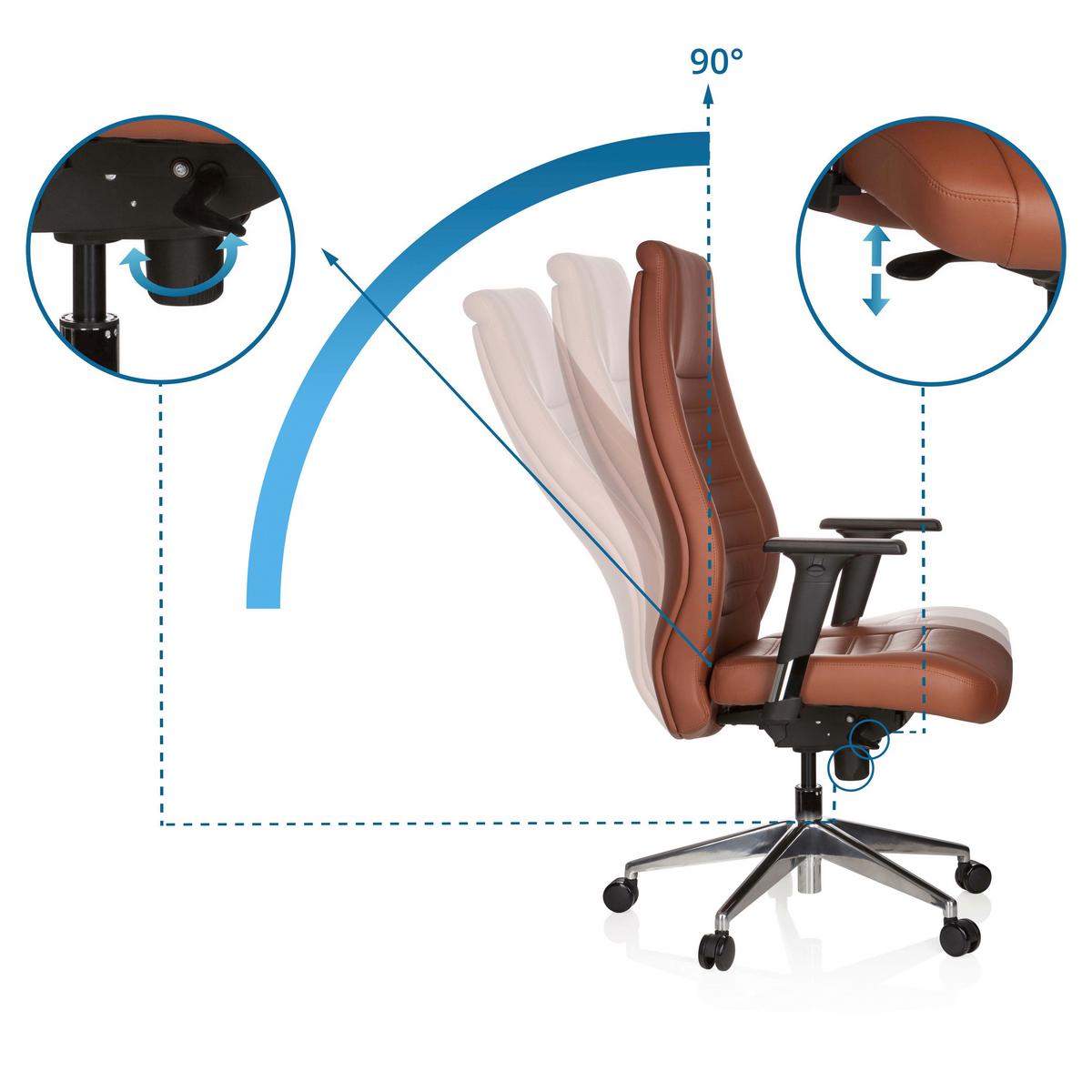 Chefsessel Vitoro Braun Bis 150 Kg - Silberfarben/Braun, Basics, Kunststoff/Textil (65/133/65cm) - MID.YOU