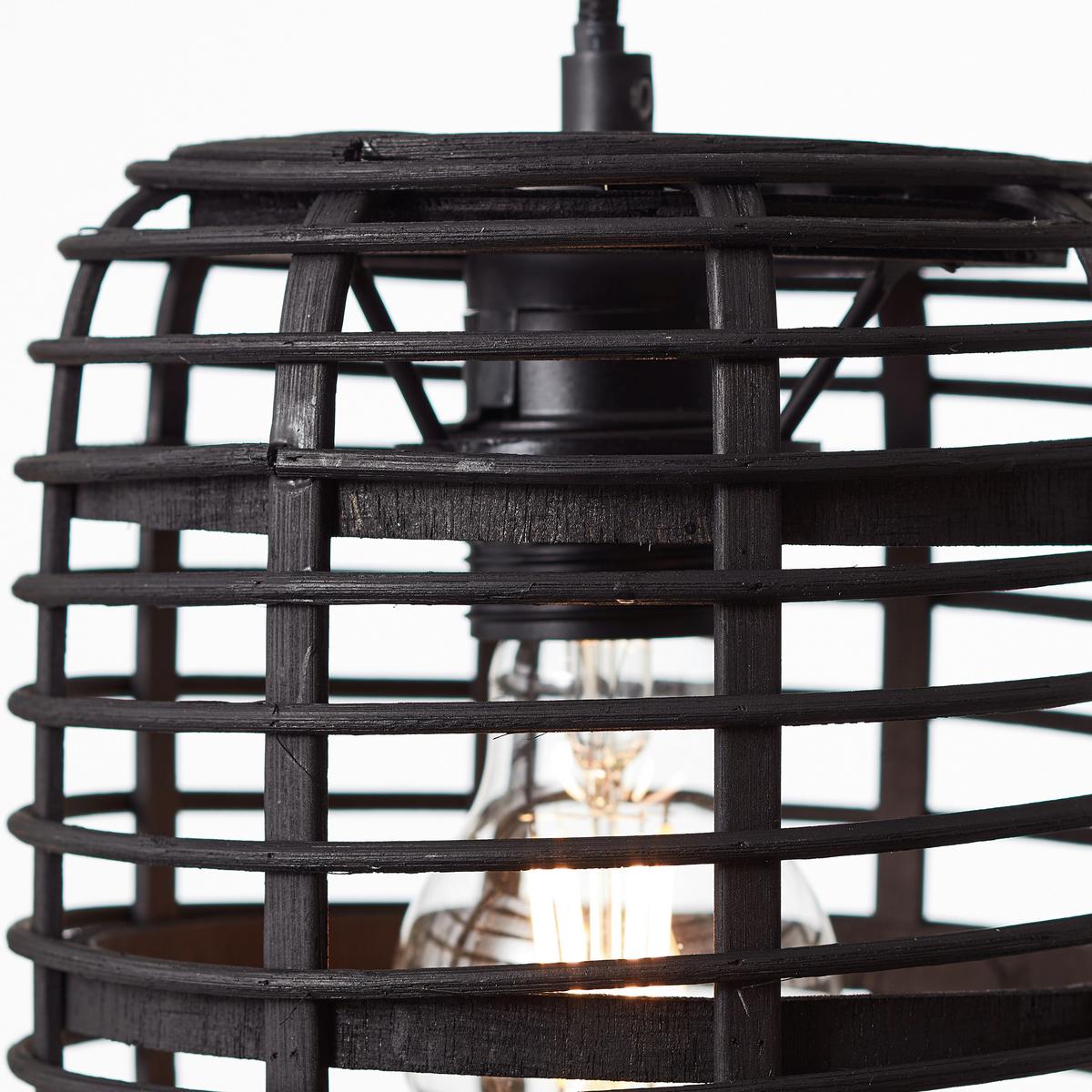 Hängeleuchte Crosstown H:127cm 1-Flammig, Bambusgitter Schirm - Schwarz, KONVENTIONELL, Holz/Metall (16/127cm) - Brilliant