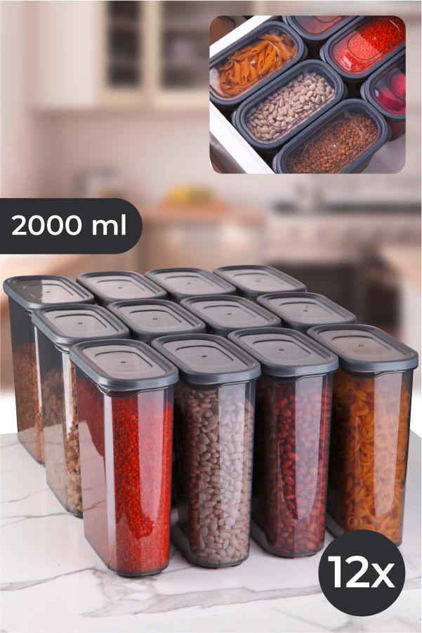 Vorratsdosenset 12-Teilig Je 2l, Kunststoff Anthrazit - Anthrazit, Basics, Kunststoff (17/21/8cm) - P & B