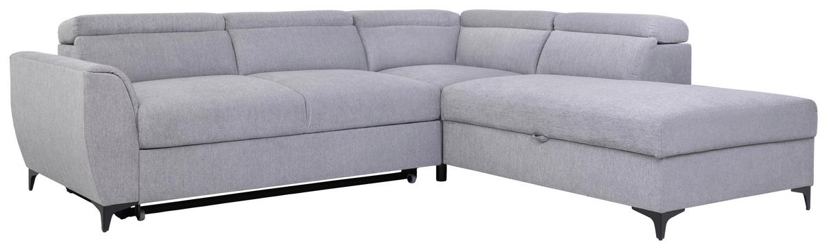 Ecksofa Lapis Grau S: 255/217 cm - Schwarz/Grau, KONVENTIONELL, Textil (255/217cm) - MID.YOU