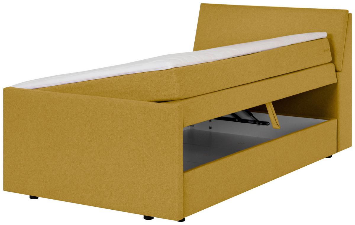 Boxspringbett mit Bettkasten Nida 100x200 cm Gelb - Gelb/Schwarz, MODERN, Holz/Textil (100/200cm) - MID.YOU