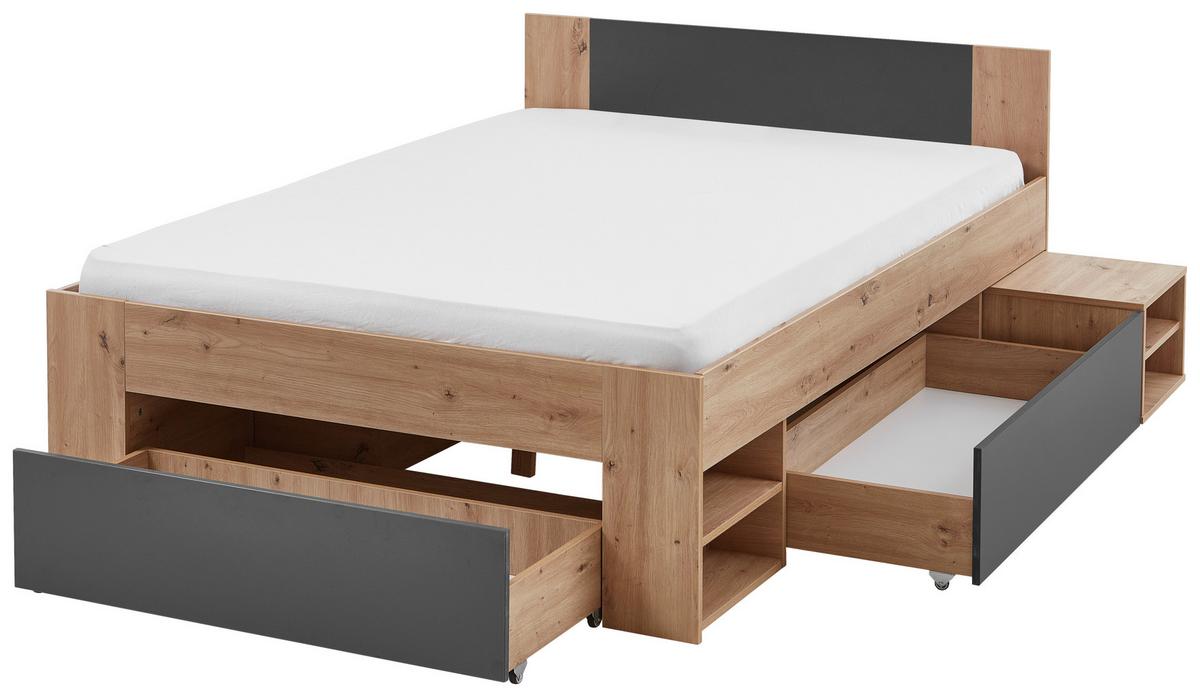 POSTEĽ AZURRO 2-140 - antracitová/dub artisan, Modern, kompozitné drevo (140/200cm)