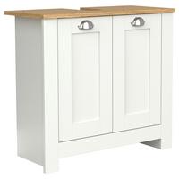 Waschbeckenunterschrank Balusa Weiß/Eiche Dekor B:65cm - Honigeiche/Eichefarben, MODERN, Holzwerkstoff (65/60/30cm) - MID.YOU