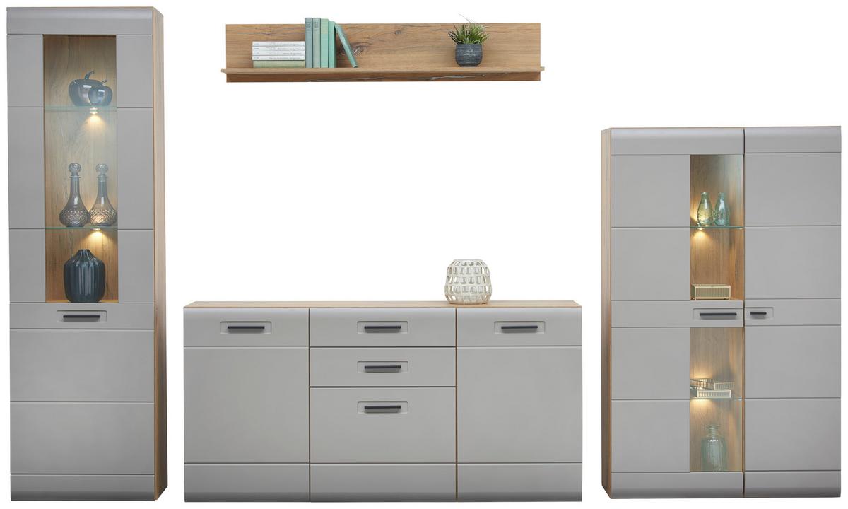 Sideboard Soft-Close B: 163,2 cm Auris, Basalt/Eiche Dekor - Grau, MODERN, Holzwerkstoff (163,2/81,3/43,1cm) - Luca Bessoni