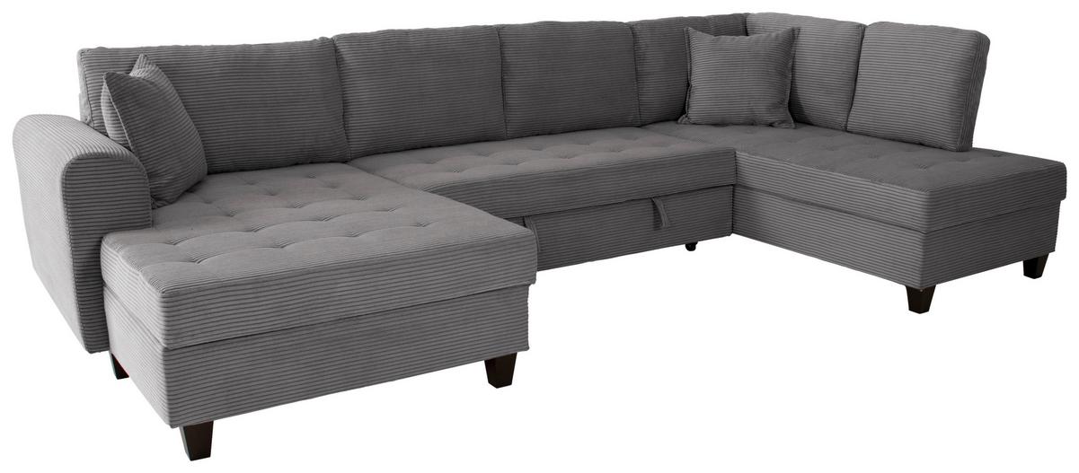 Wohnlandschaft Moritz Grau U-Form: 155x324x178 cm - Grau, Trend, Textil (155/324/178cm)