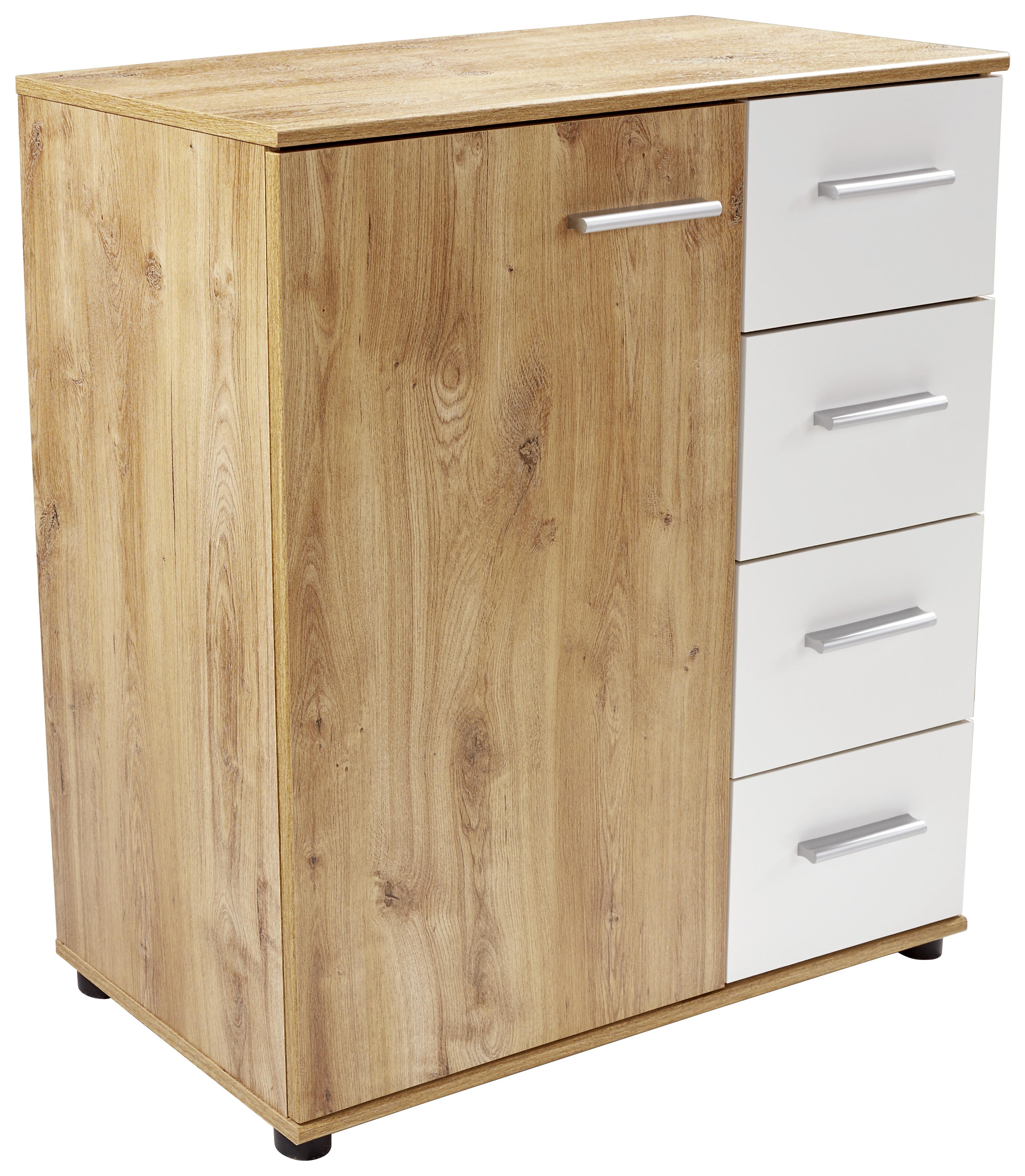 Kommode B 81cm Katrin Alpinweiß/ Balkeneiche Dekor - Eichefarben/Weiß, KONVENTIONELL, Holzwerkstoff (81/83/41cm)