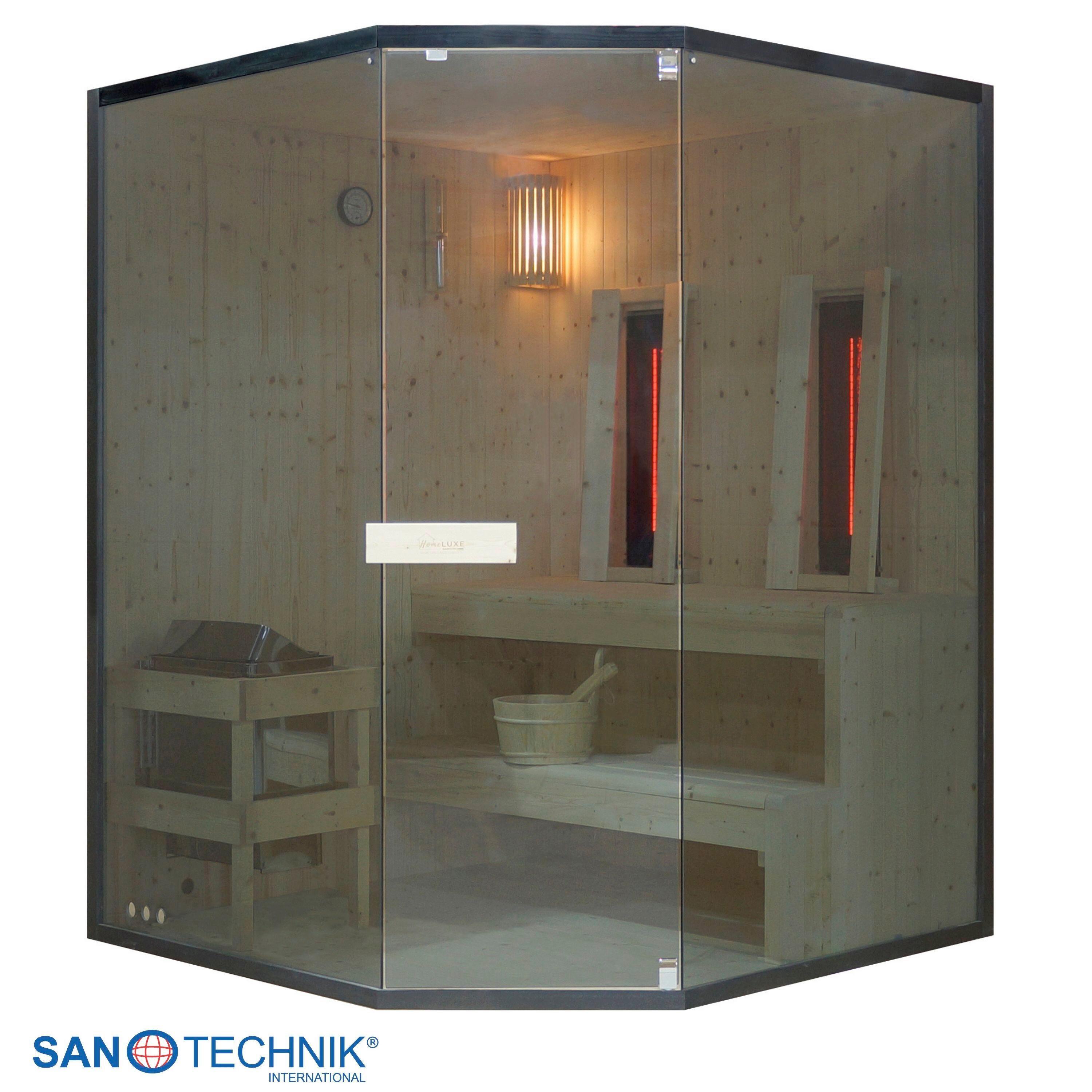 Infrarotkabine GLACIER XL, geeignet für 2-3 Personen - Fichtefarben, Basics, Glas/Holz (150/200/150cm) - Sanotechnik