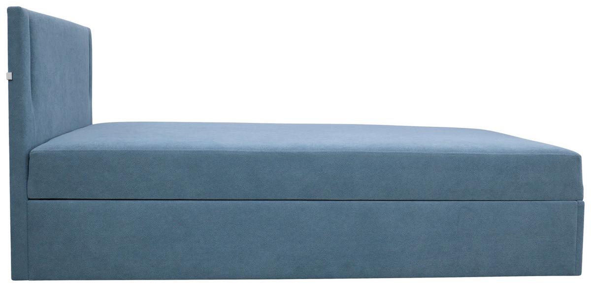 Boxbett Carlos 120 Hellblau B: 121 cm - Schwarz/Hellblau, Basics, Holzwerkstoff/Textil (121/110/210cm) - Livetastic