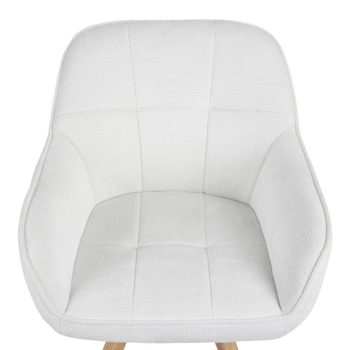 Stolička s podrúčkami COSIMA - biela/prírodná farba, Design, kov/drevo (59/84/61cm)