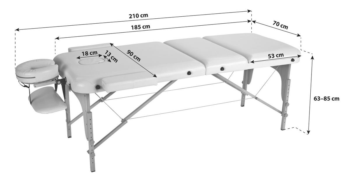 Massageliege Wooden Weiß Holzgestell, höhenverstellbar - Beige/Buchefarben, MODERN, Holz/Holzwerkstoff (185/70/62-85cm) - Ondega