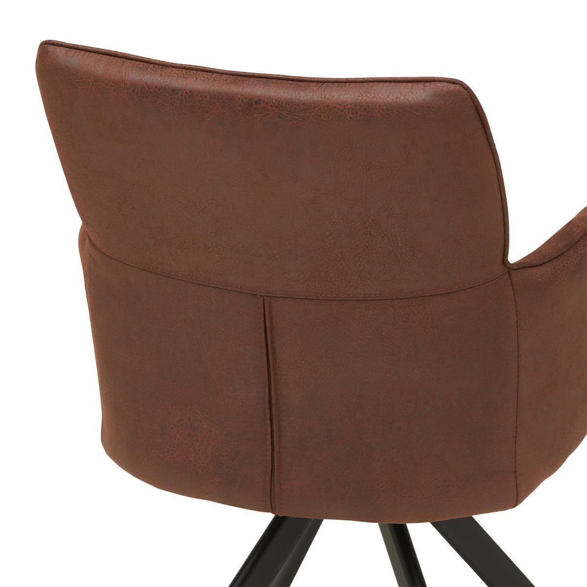 Armlehnstuhl Enna - Schwarz/Braun, KONVENTIONELL, Textil/Metall (59/84.5/62.5cm) - Livetastic