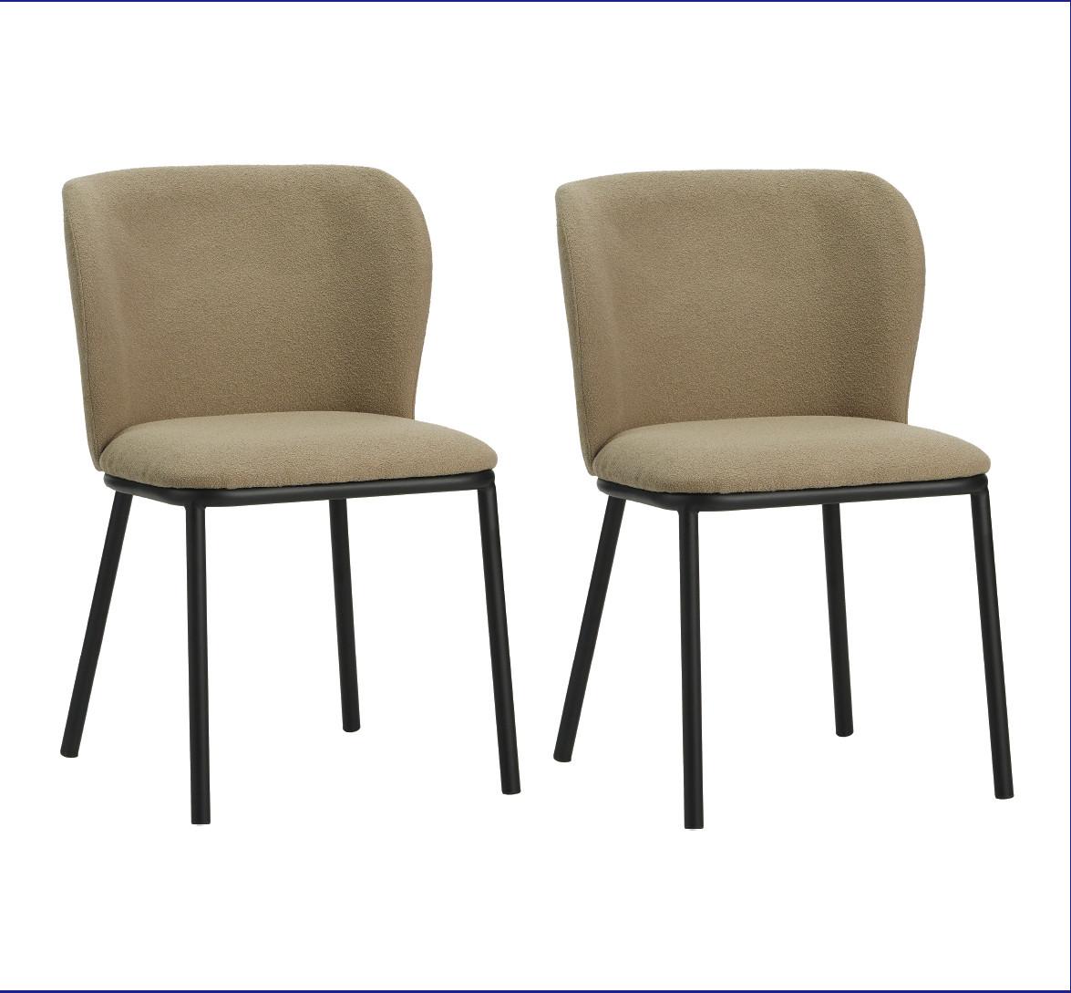 Stuhl-Set Bourges Taupe B: 52 cm - Taupe/Schwarz, MODERN, Textil/Metall (52/80/44cm) - MID.YOU