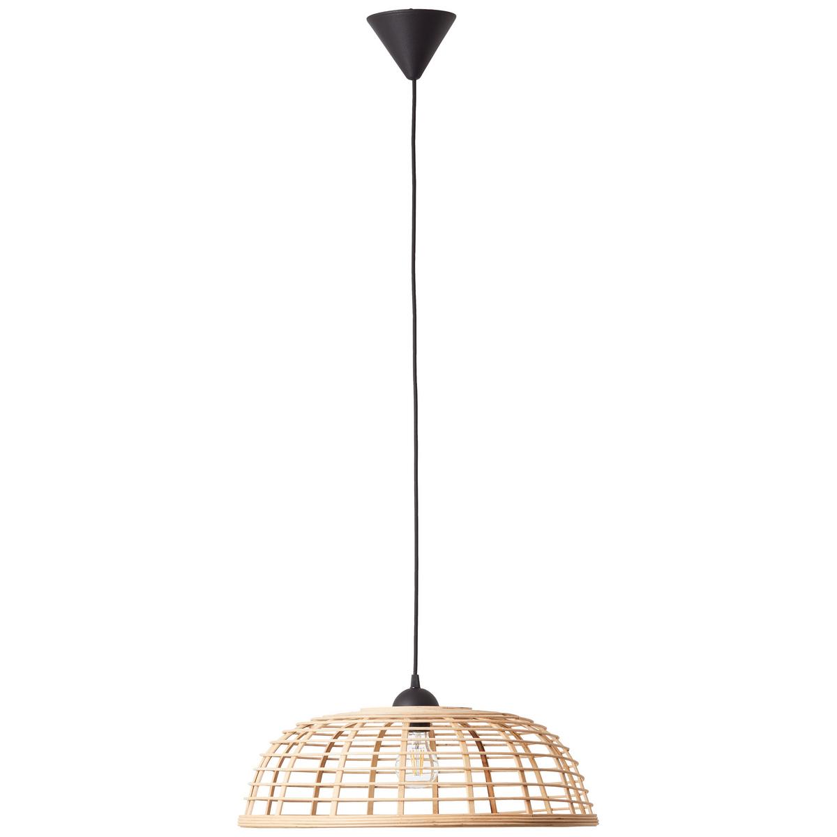 Hängeleuchte Crosstown H:130cm 1-Flammig, Gitterschirm - Schwarz, Natur, Holz/Kunststoff (48/130cm) - Brilliant