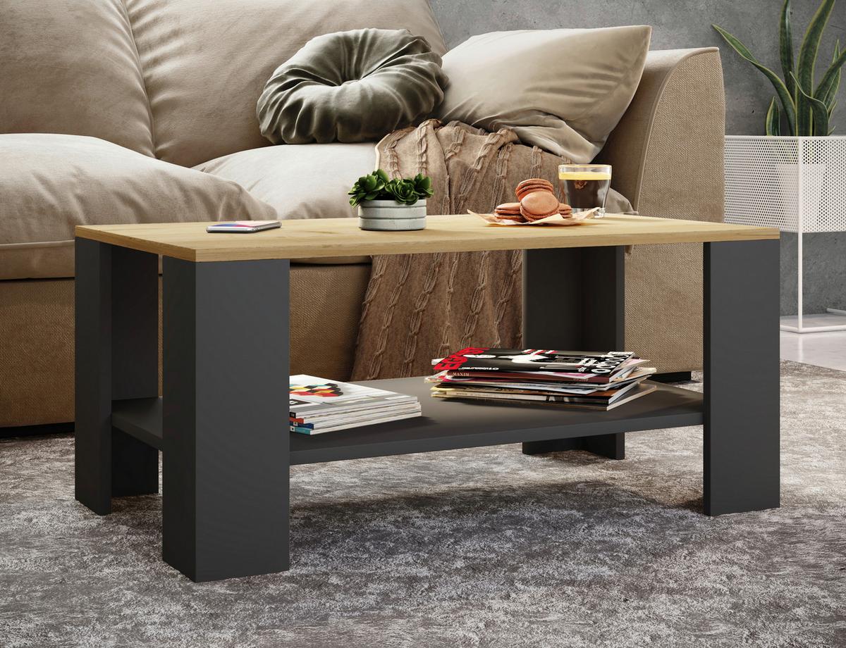 Konferenční stolek Dalus, antracitový - antracitová, Moderní, kompozitní dřevo (90/53/41cm) - MID.YOU