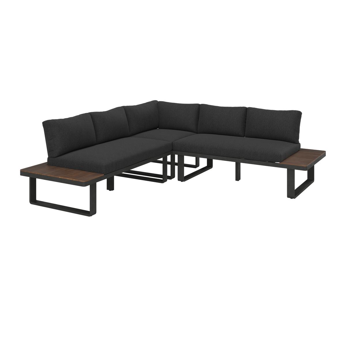 JEDÁLENSKÁ TERASOVÁ SÚPRAVA GIANNA - čierna/farba tíku, Modern, kov/drevo (221/71/76cm) - Bessagi Garden