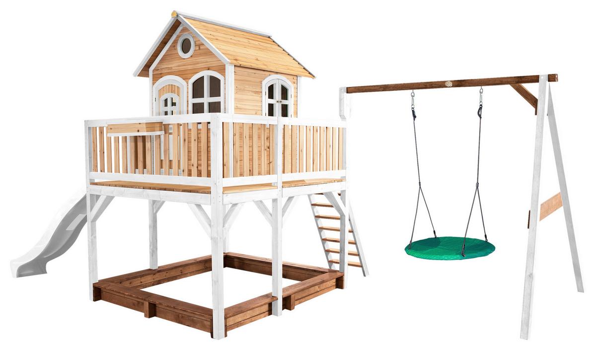 Spielturm A030.154.91 - Weiß/Braun, KONVENTIONELL, Holz (613/291/277cm) - Ambia Garden