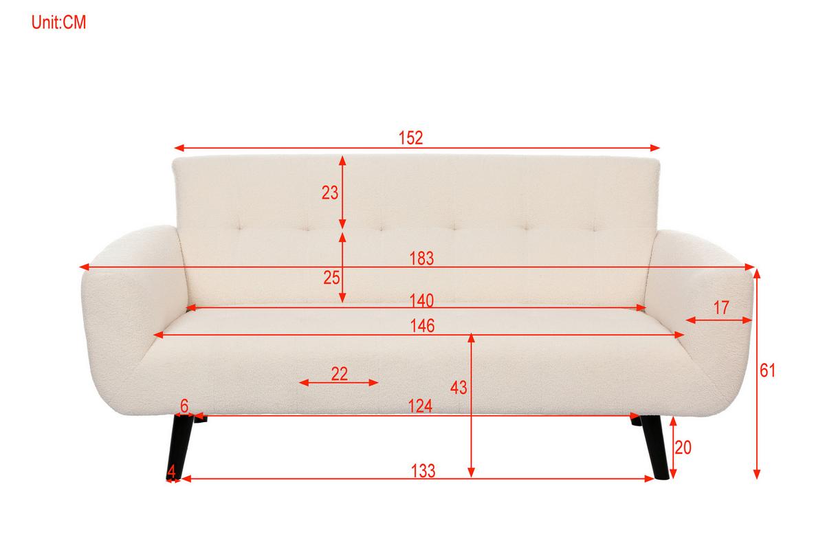 Ecksofa Stockholm Teddy Weiß, B: 183 cm - Schwarz/Weiß, MODERN, Holz/Textil (183/82/82cm)
