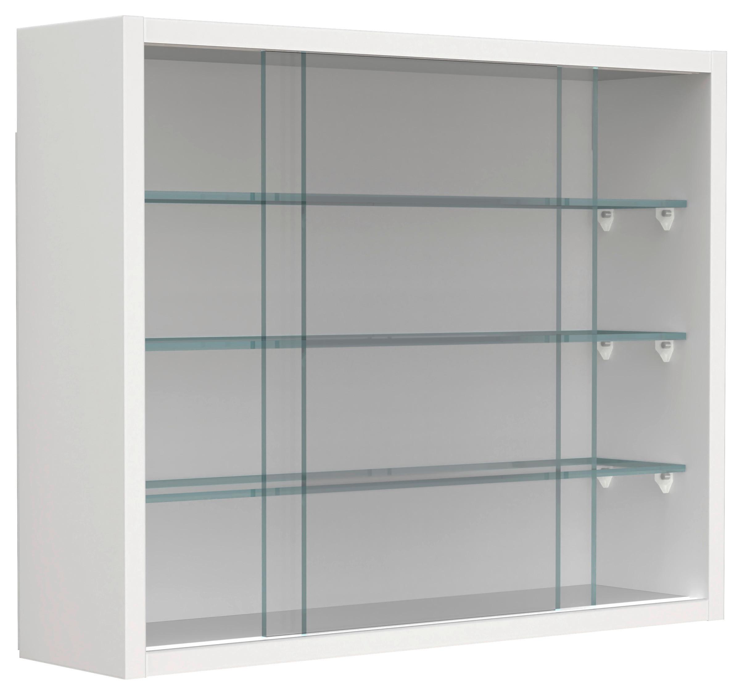 Hängevitrine Drivalo Weiß B: 50 cm - Transparent/Weiß, Design, Glas/Holzwerkstoff (50/40/12cm) - MID.YOU