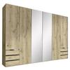 Drehtürenschrank Mit Spiegel 300cm Level 36a, Eichendekor - Eichefarben, MODERN, Glas/Holzwerkstoff (300/216/58cm) - MID.YOU