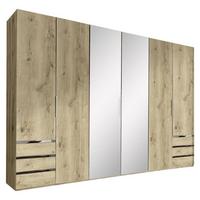 Drehtürenschrank Mit Spiegel 300cm Level 36a, Eichendekor - Eichefarben, MODERN, Glas/Holzwerkstoff (300/216/58cm) - MID.YOU