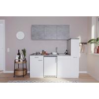 Küchenzeile Economy m. Geräten 180 cm Weiß/Beton Dekor modern - Hellgrau/Weiß, MODERN, Holzwerkstoff (180cm) - Respekta