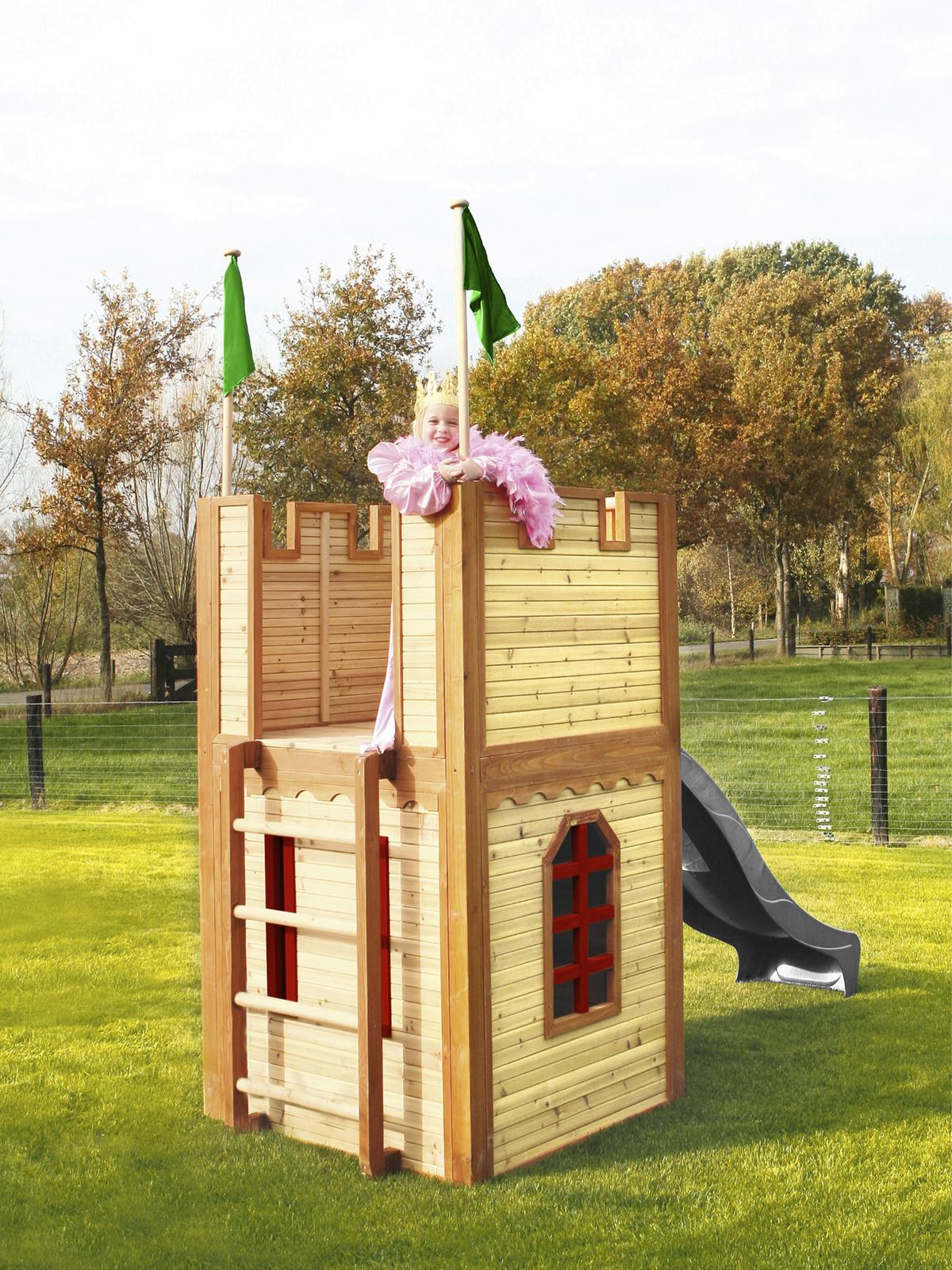 Spielhaus A030.109.80 - Rot/Braun, KONVENTIONELL, Holz/Kunststoff (319/195/110cm) - Ambia Garden