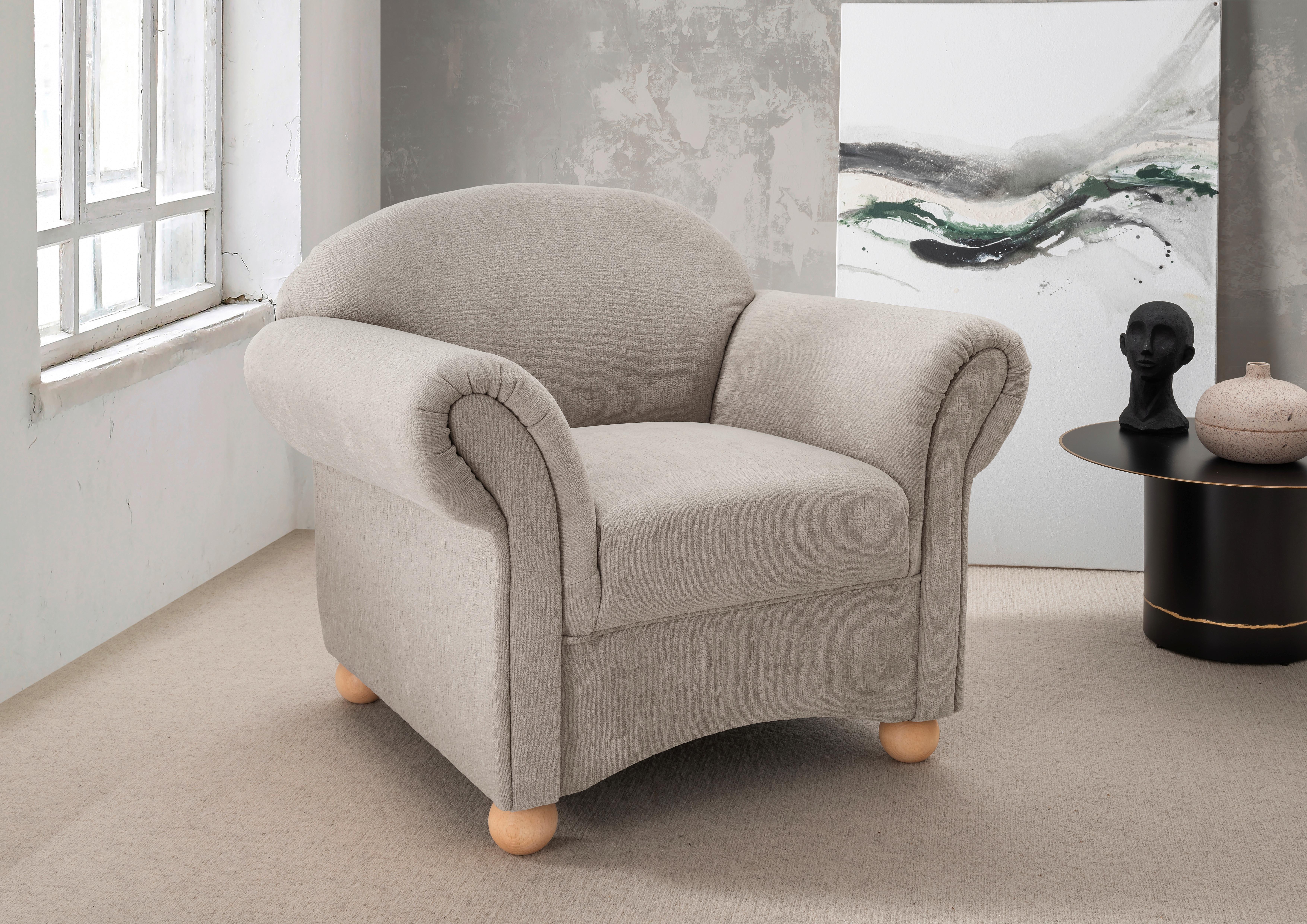 SESSEL Torello Taupe B: 90cm - Taupe/Wildeiche, KONVENTIONELL, Textil (90/84/80cm) - Livetastic