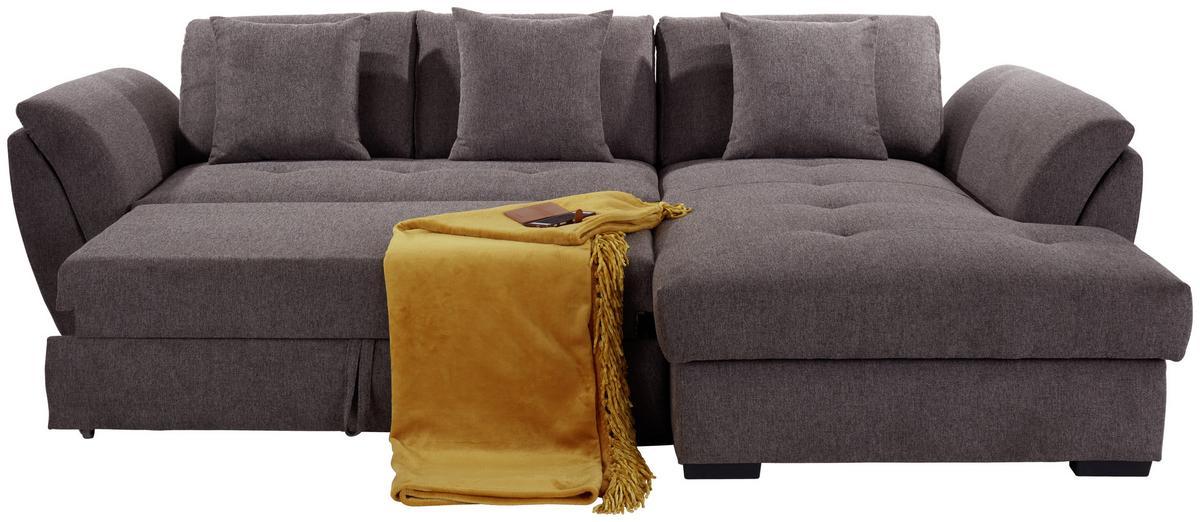Rohová sedačka BERISSO, pravá, hnědá - hnědá, Design, textil/plast (278/187cm) - Ondega