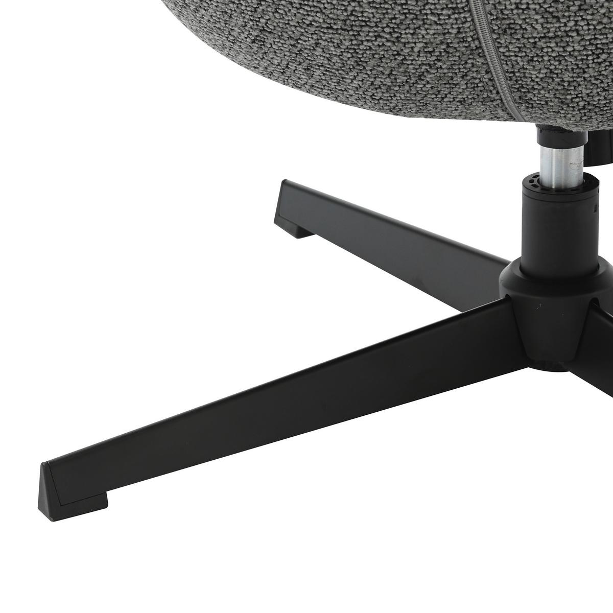 Relaxsessel Bogota Leinenoptik Grau, 360° Drehbar - Schwarz/Grau, MODERN, Textil/Metall (76/101/86cm) - Luca Bessoni