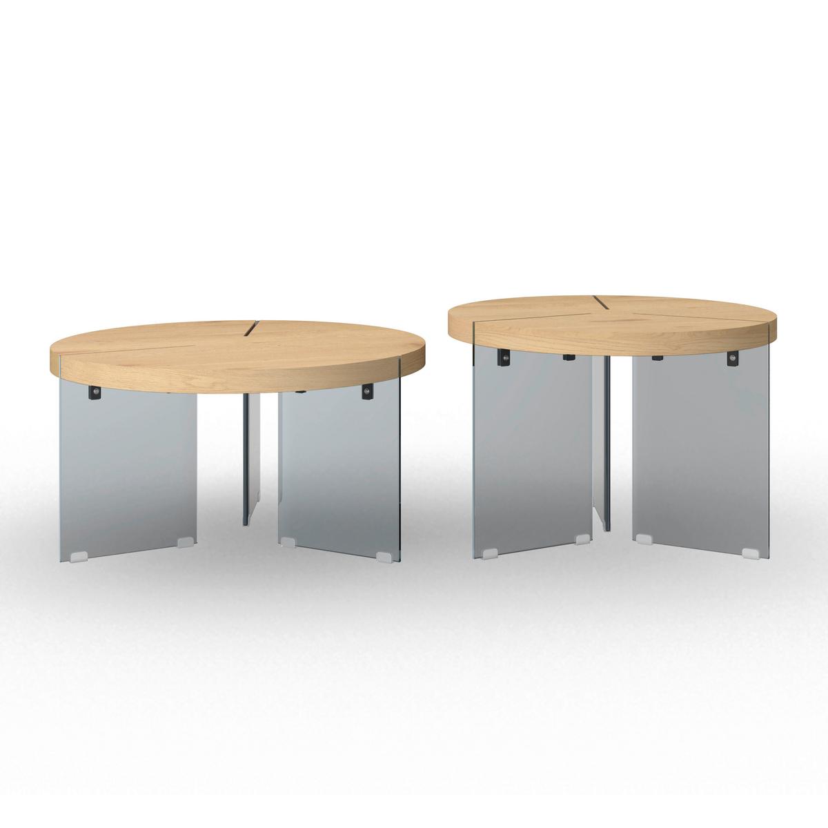 Konferenčný stolík Moreno 2 dielna sada - farba duba/tmavosivá, Modern, kov/kompozitné drevo (80/42,5cm) - Bessagi Home