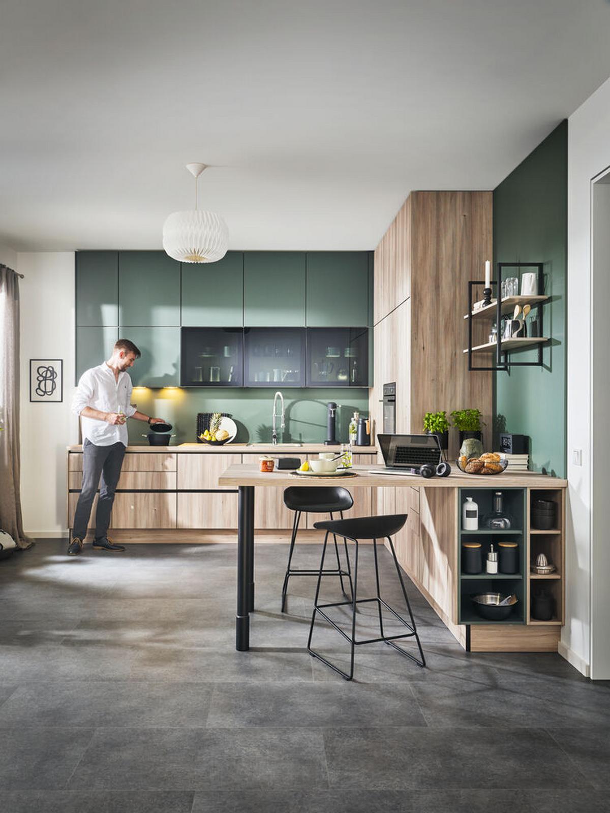 Einbauküchen Pn 100 Frei Planbar Modernes Design - Tannenholzfarben, Holzwerkstoff - Pino