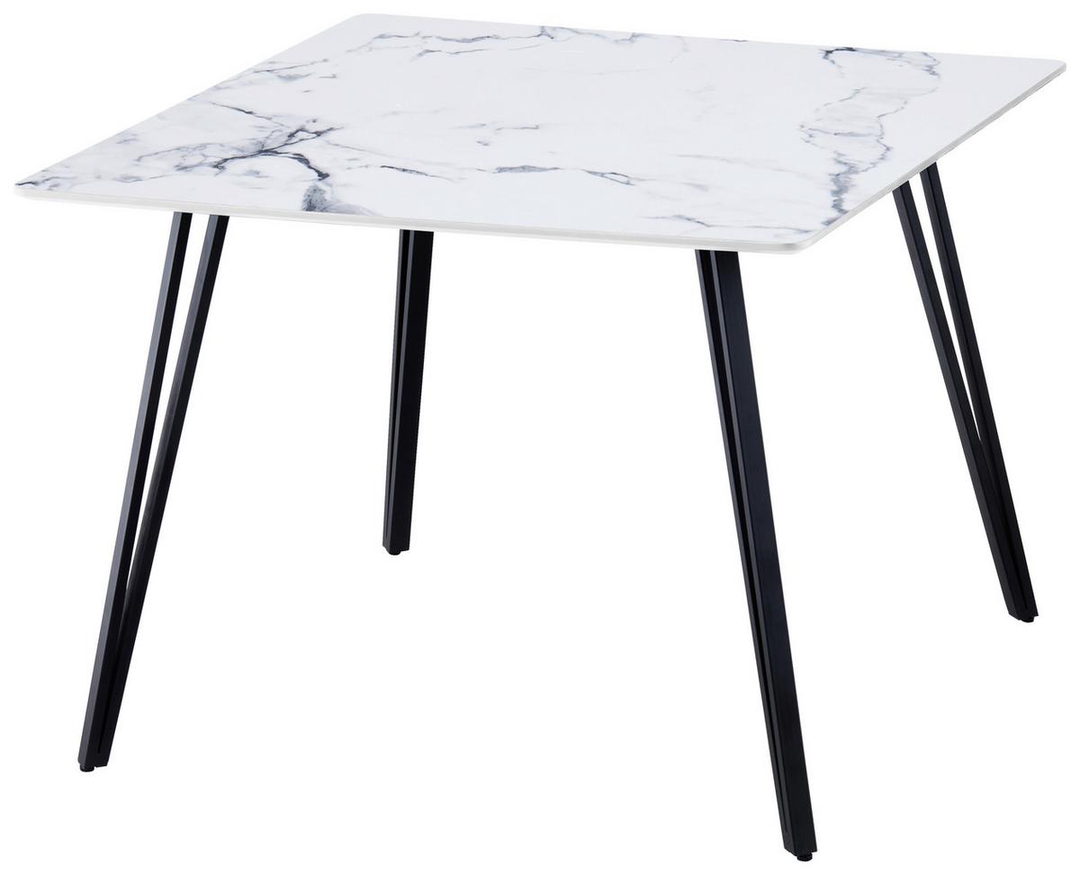 Esstisch Eduardo - Schwarz/Weiß, LIFESTYLE, Holzwerkstoff/Metall (100/75/100cm) - Livetastic
