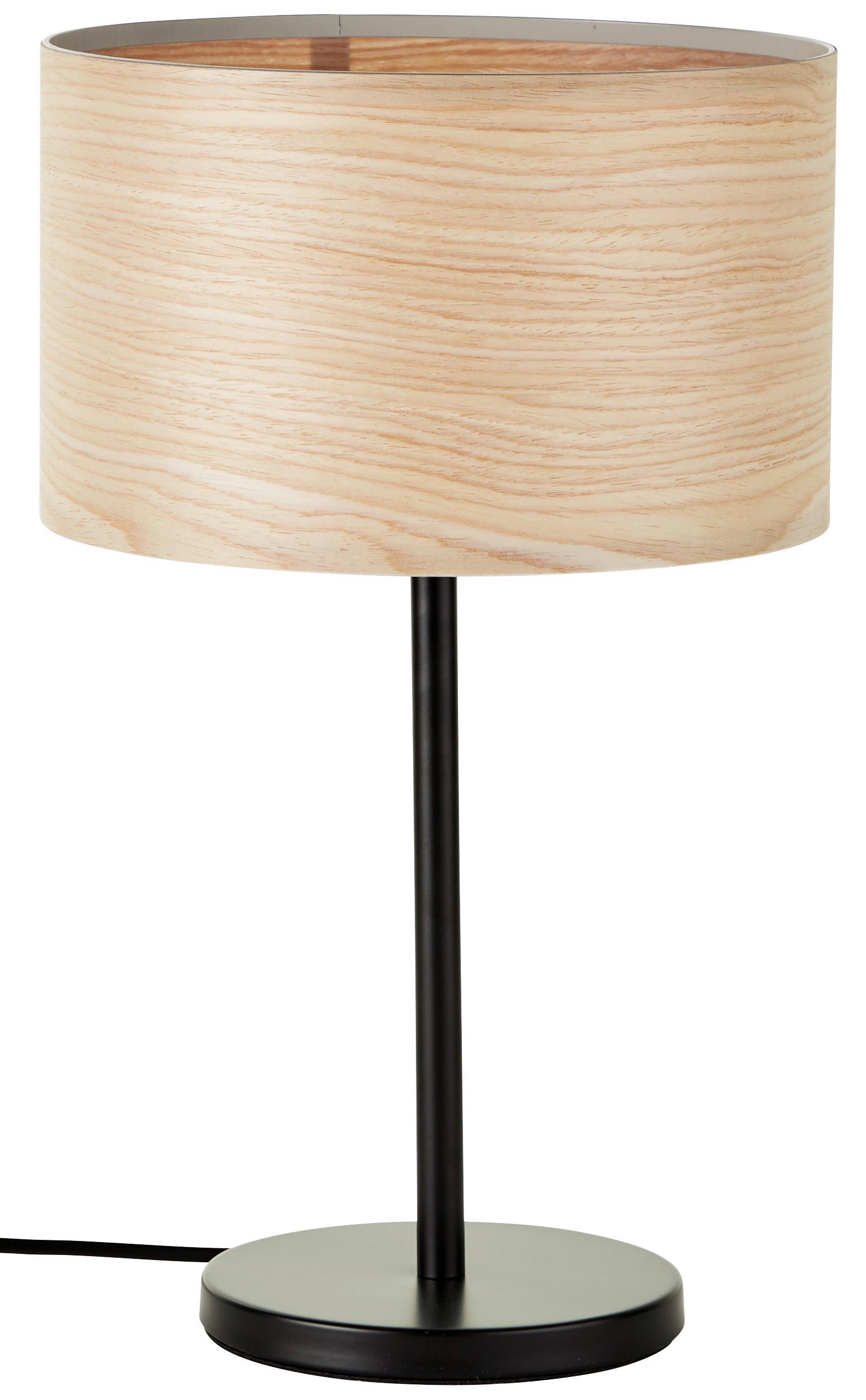 Tischlampe Romm Hellbraun mit Schnurschalter - Hellbraun/Schwarz, Basics, Holz/Metall (25/42cm) - Brilliant