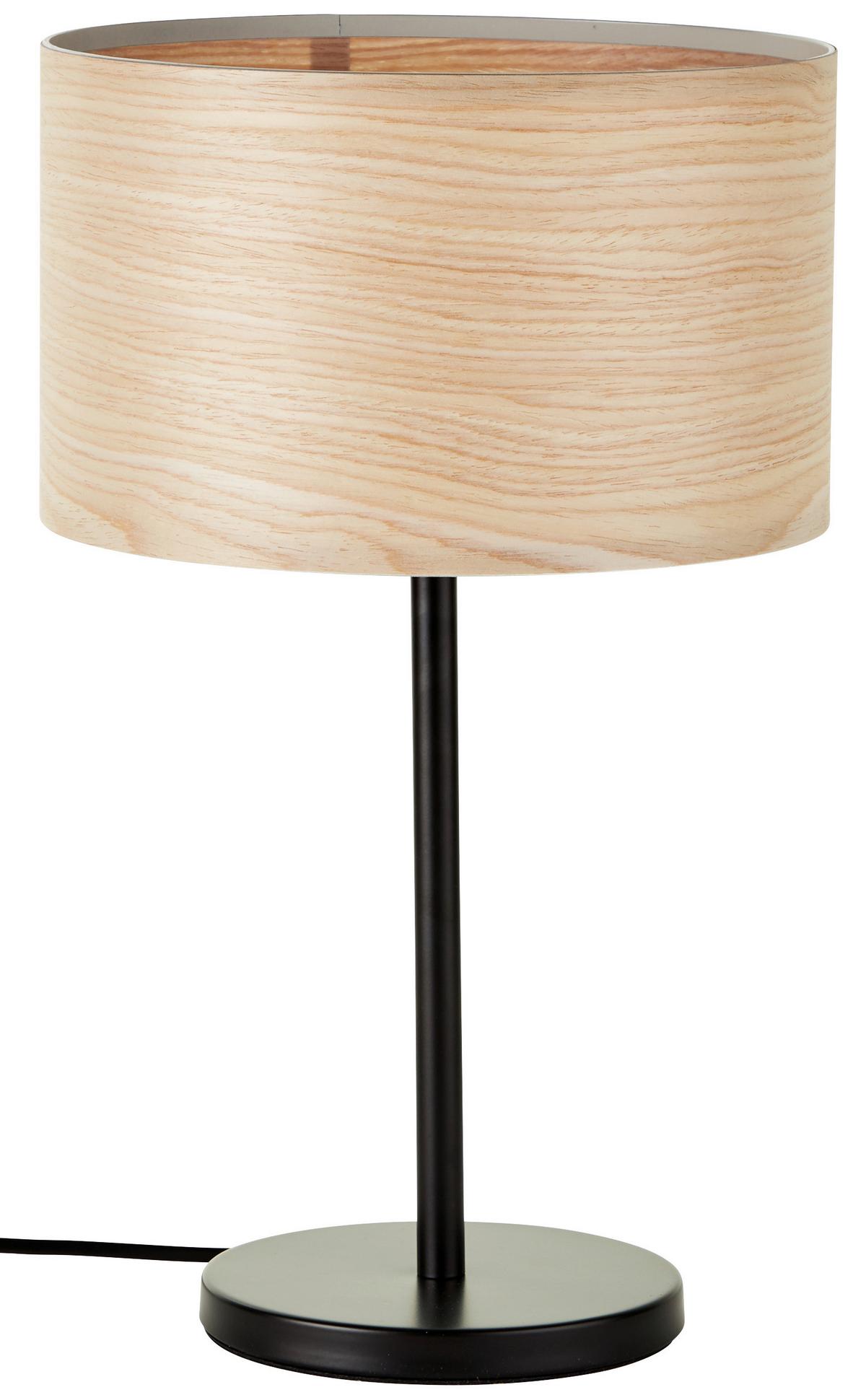 Tischlampe Romm Hellbraun mit Schnurschalter - Hellbraun/Schwarz, Basics, Holz/Metall (25/42cm) - Brilliant