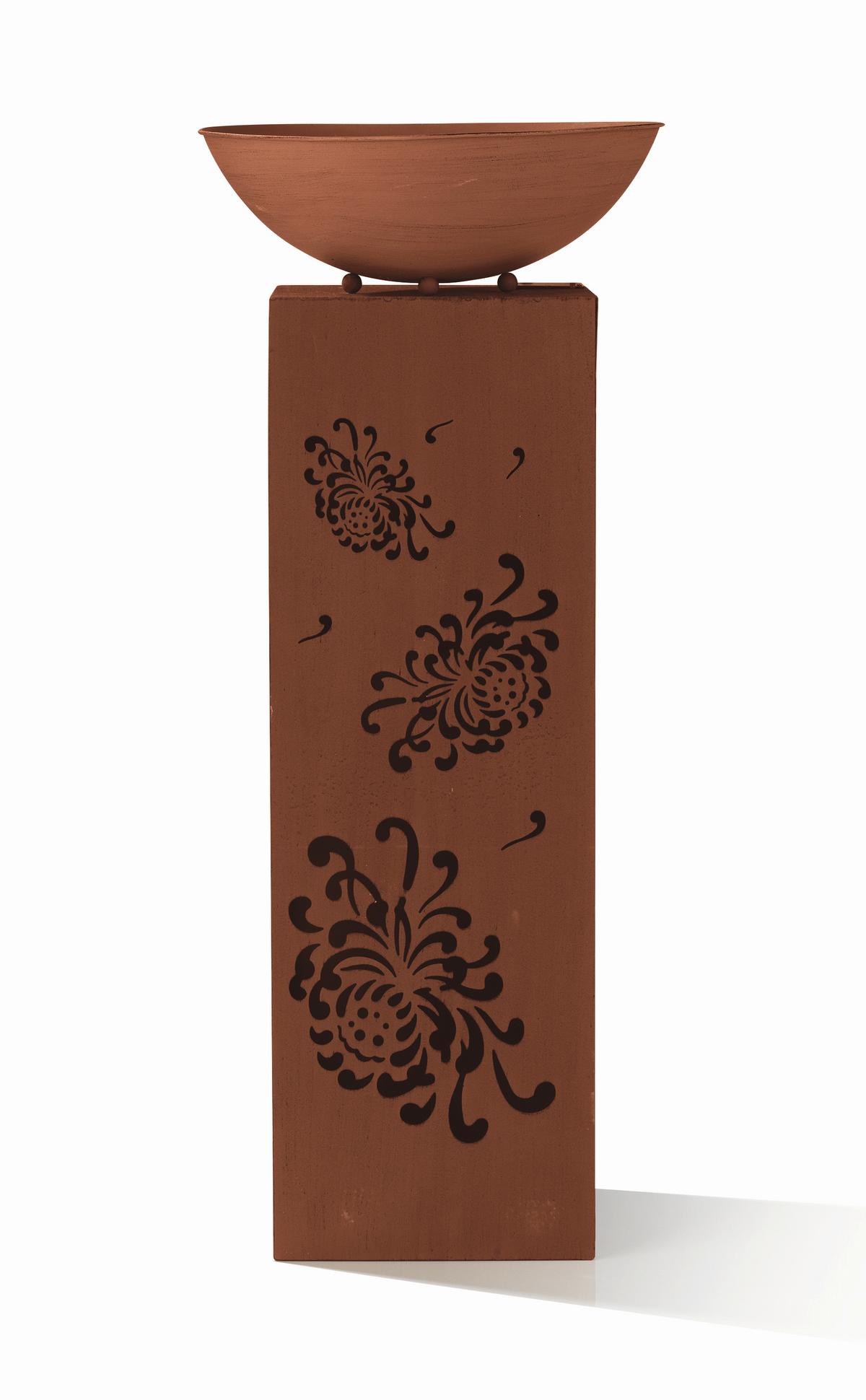 LED-Dekosäule mit Schale Garvida H: 87 cm - Rostfarben, Trend, Metall (34/87/34cm)