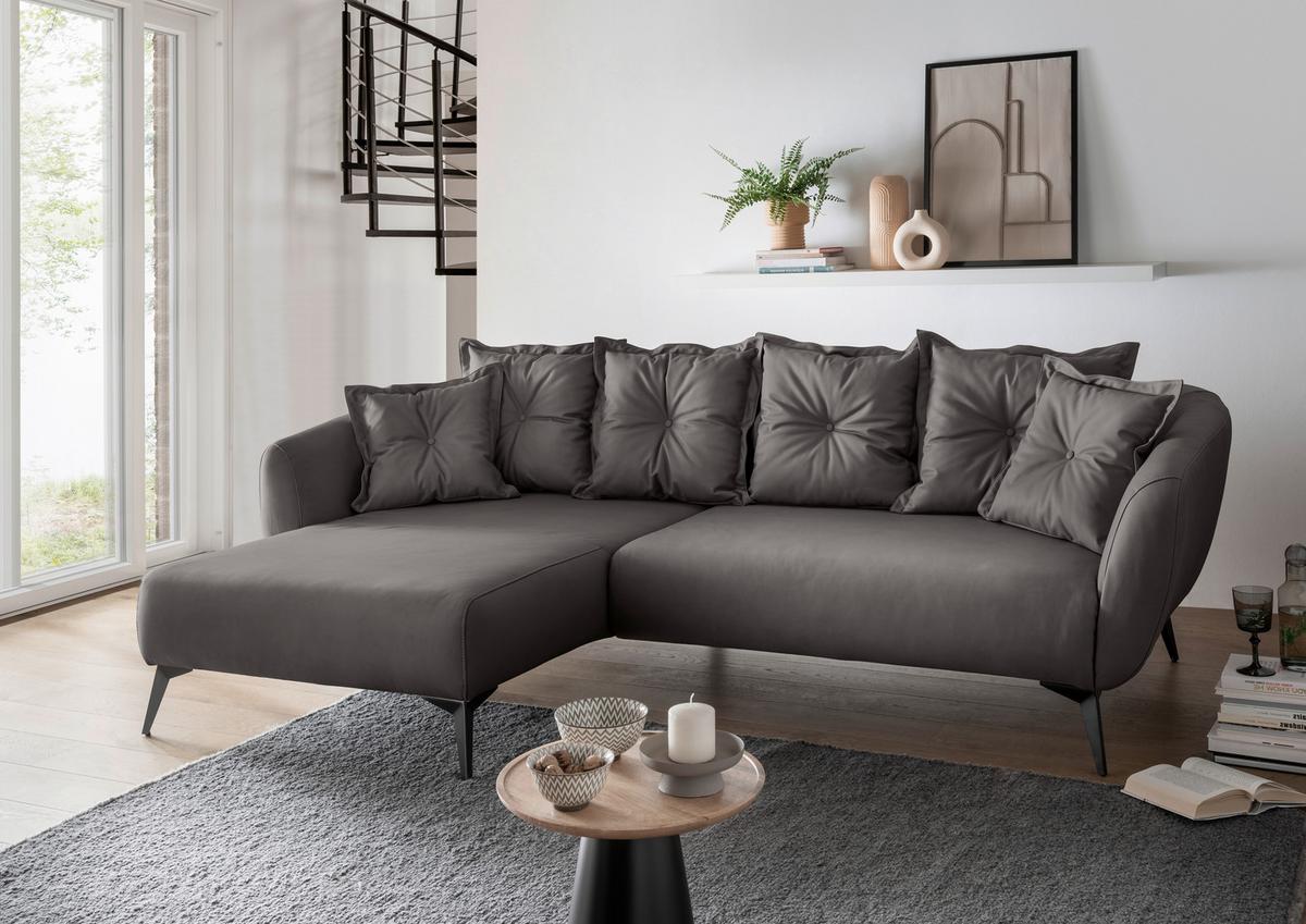 Ecksofa Baggio Anthrazit S: 162x277 Cm - Anthrazit/Schwarz, MODERN, Textil (162/277cm) - Livetastic