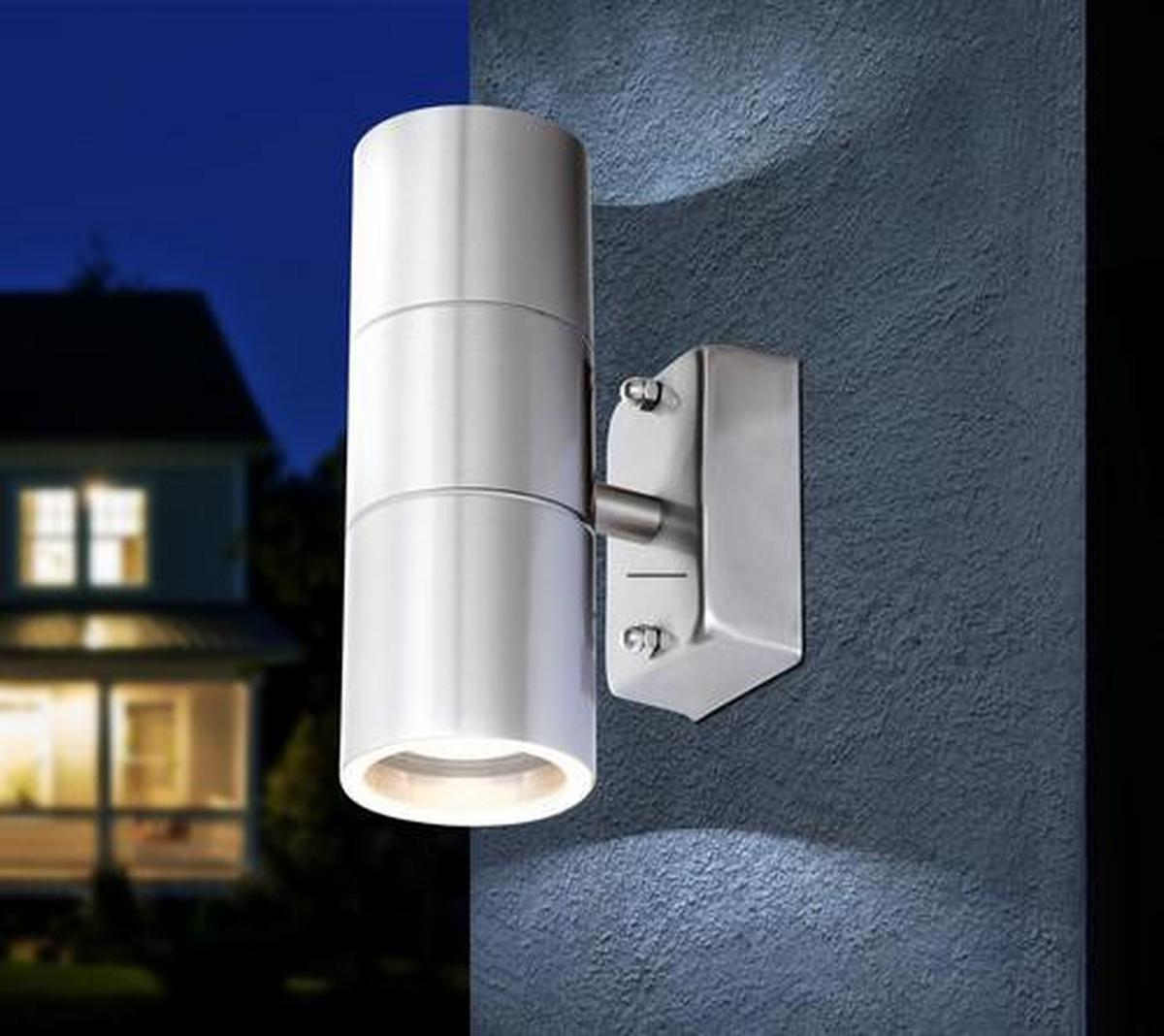 Led-außenleuchte Style 5 Watt Edelstahl, Wandmontage - Klar/Edelstahlfarben, Basics, Glas/Metall (6/16,5cm) - Globo