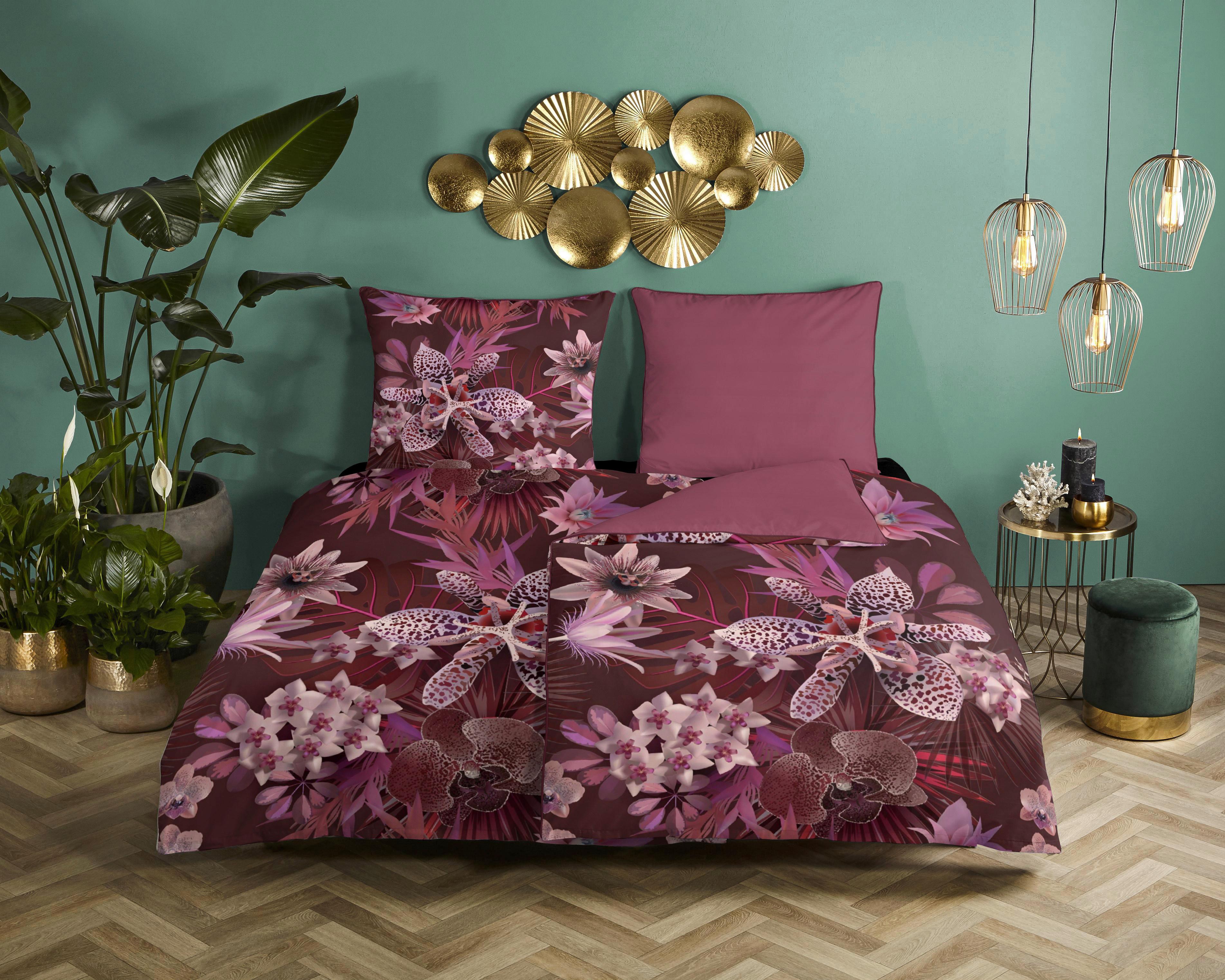 Wendebettwäsche Farze Rot Bordeaux 200x200 cm - Bordeaux/Rot, Design, Textil (200/200cm)