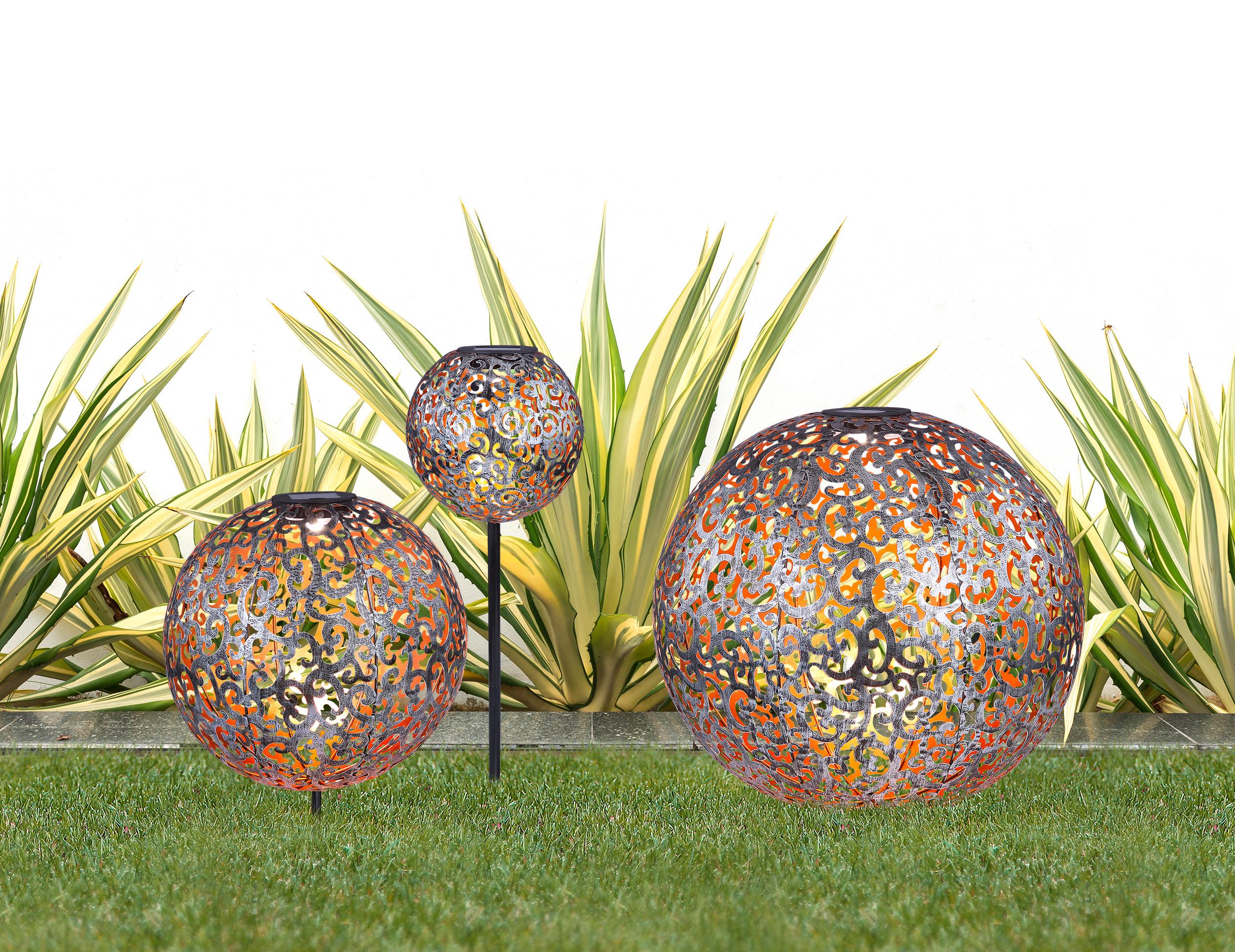 Solarleuchte Silber Solar 1xled Warmweiß H: 40 Cm - Silberfarben, Basics, Metall (28,5/40cm) - Globo
