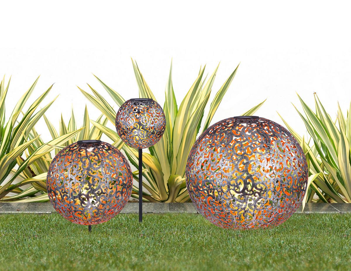 Solarleuchte Silber Solar 1xled Warmweiß H: 40 Cm - Silberfarben, Basics, Metall (28,5/40cm) - Globo