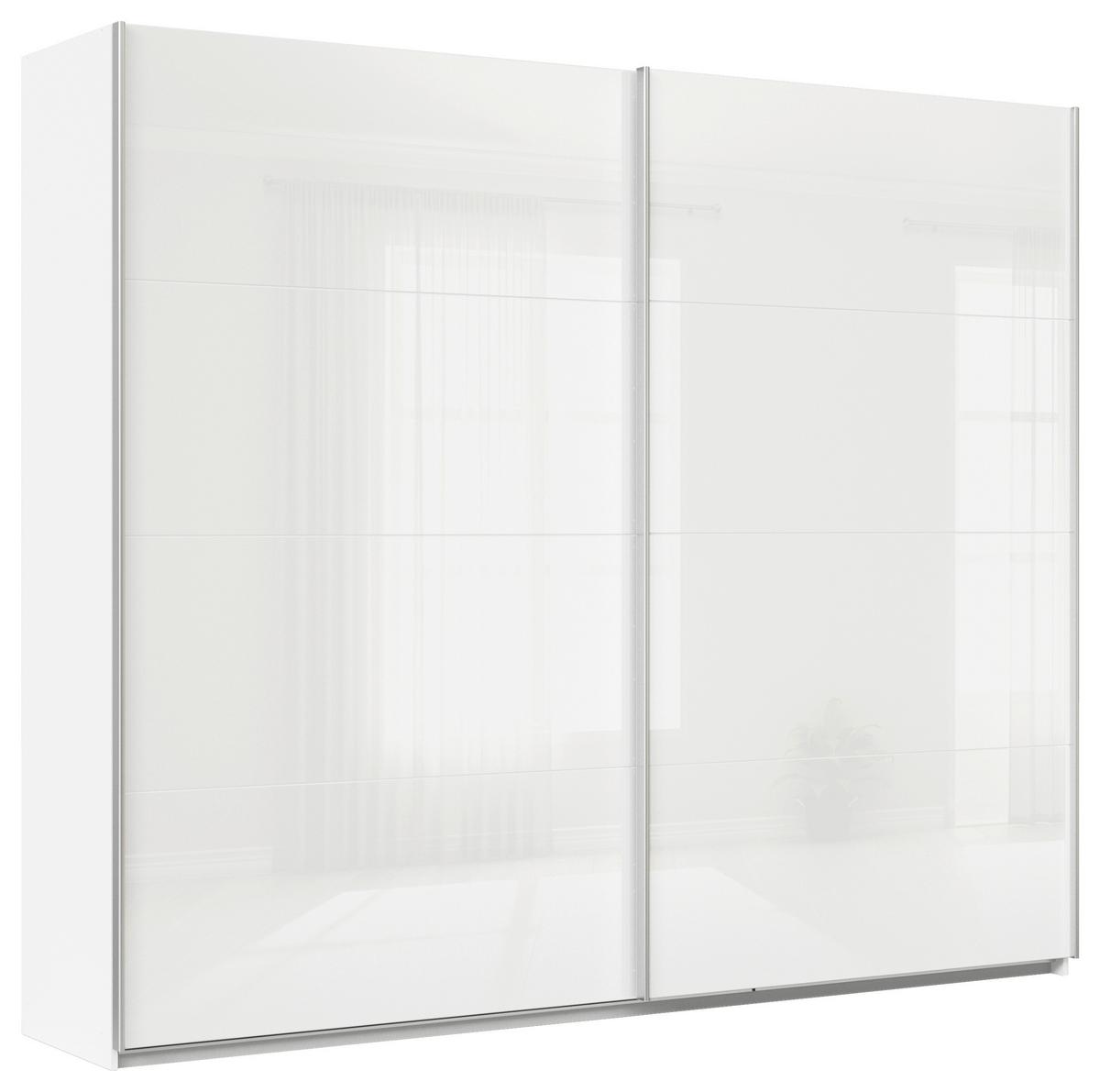 Tolóajtós Szekrény Feldkirch 271/229cm - magasfényű fehér/fehér, Modern, faalapú anyag/Üveg (271/229/62cm)
