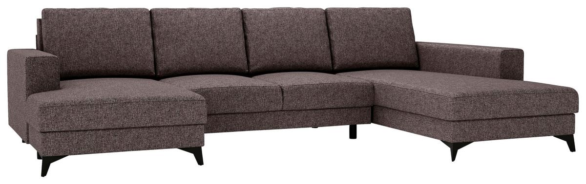 Harvey Braun U: 156x339x190 cm - Schwarz/Braun, Design, Textil (156/339/190cm) - Livetastic