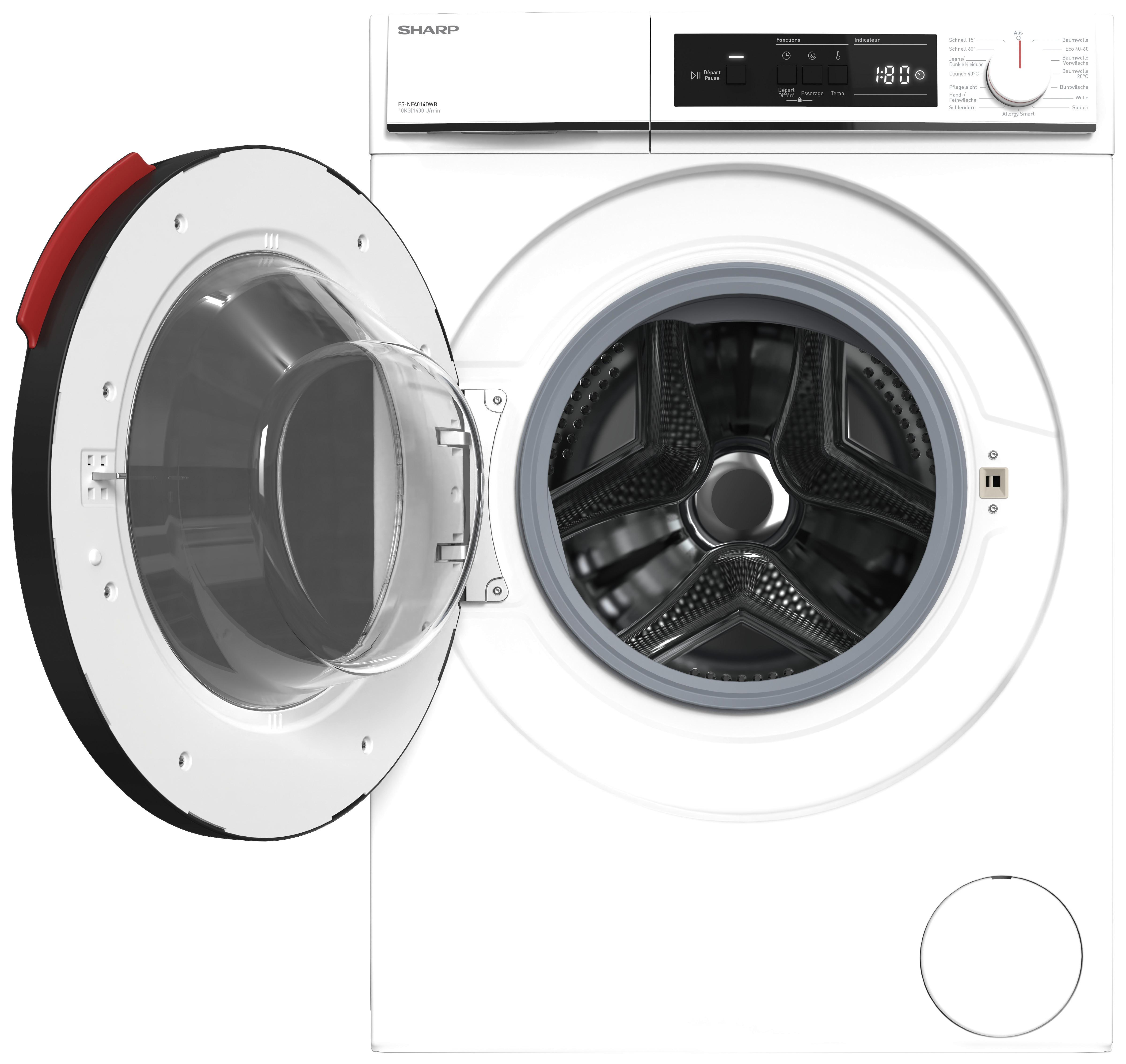 Waschmaschine Es-Nfa014dwb-De 10 Kg 1400 U/Min - Weiß, Basics (59,7/84,5/58,2cm) - Sharp
