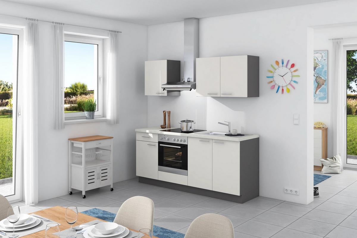 200 Express kaufen Küchenzeile Base online Möbelix Geräte Weiß/Anthrazit ohne ➤ cm